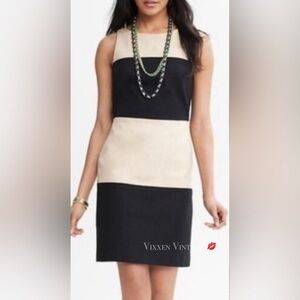 BANANA REPUBLIC 'WOVEN SLEEVELESS COLORBLOCK DRESS' IN BLACK COMBO
